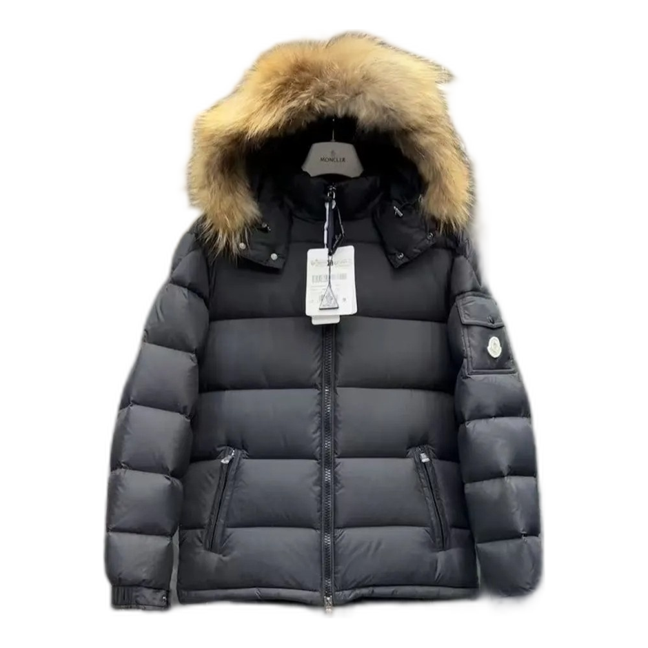 Moncler Fur-Trim Hooded Short Puffer – Black