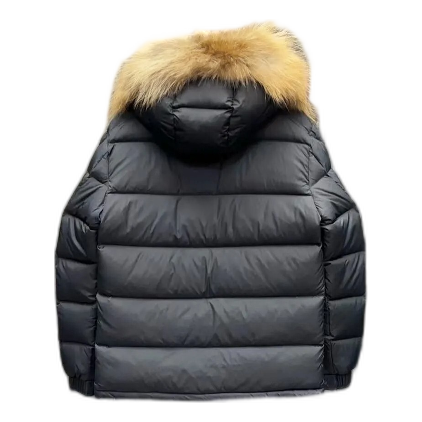 Moncler Fur-Trim Hooded Short Puffer – Black