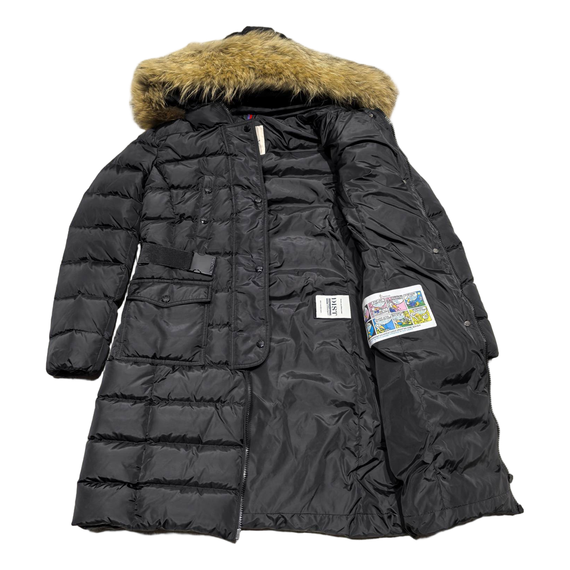 Moncler Four-Pocket Fur-Trim Hooded Long Puffer Coat – Black