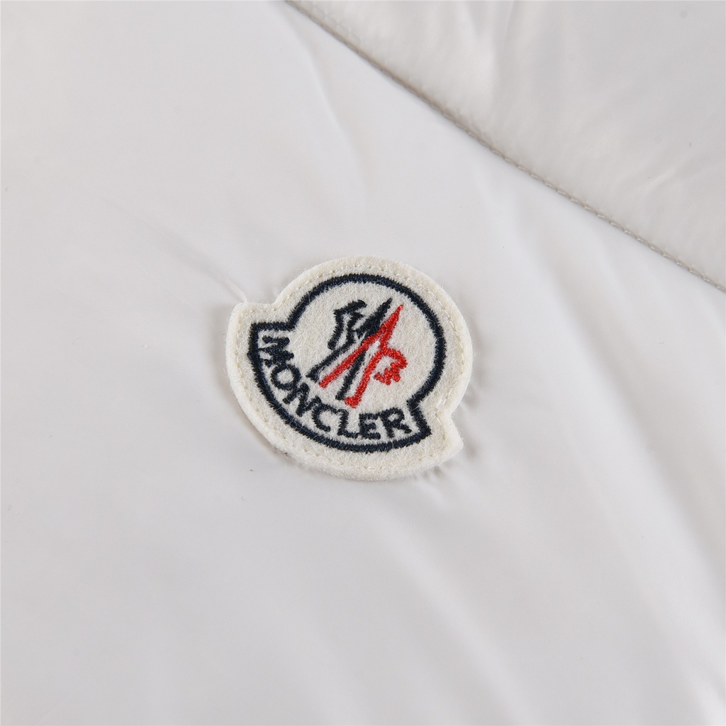 Moncler Tricolour Sleeve-Stripe Hooded Puffer – White