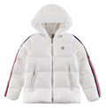 Moncler Tricolour Sleeve-Stripe Hooded Puffer – White