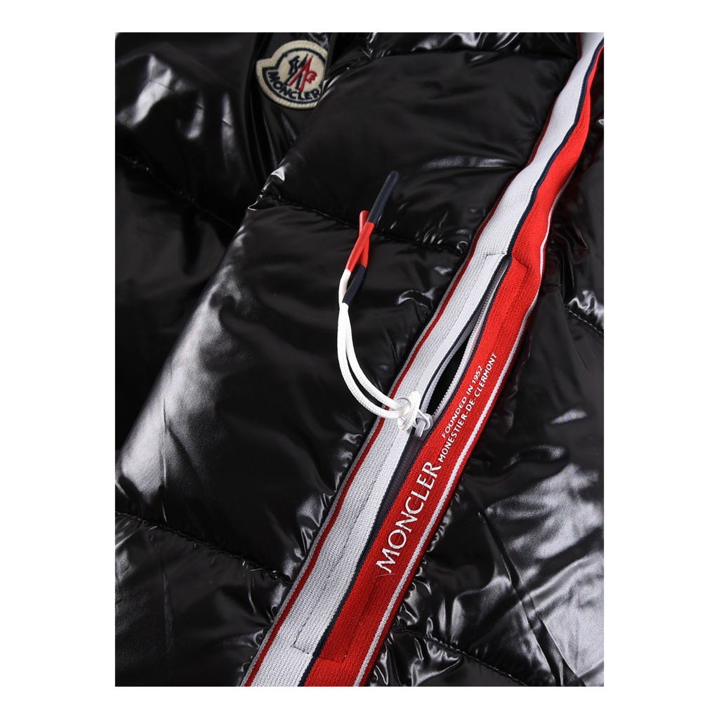 Moncler Tricolour Glossy Hooded Puffer – Sleeve Stripe