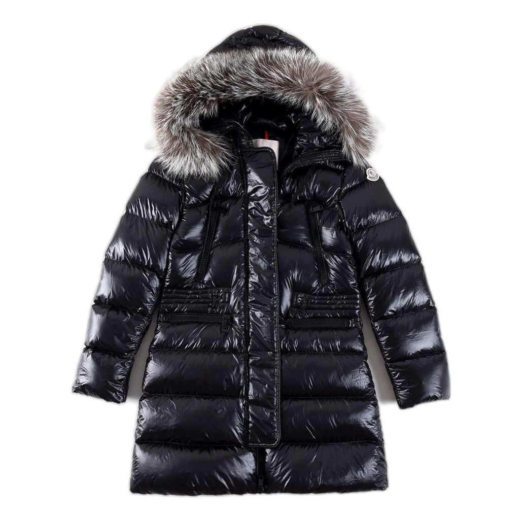 Moncler Fur-Trim Drawstring-Waist Long Puffer