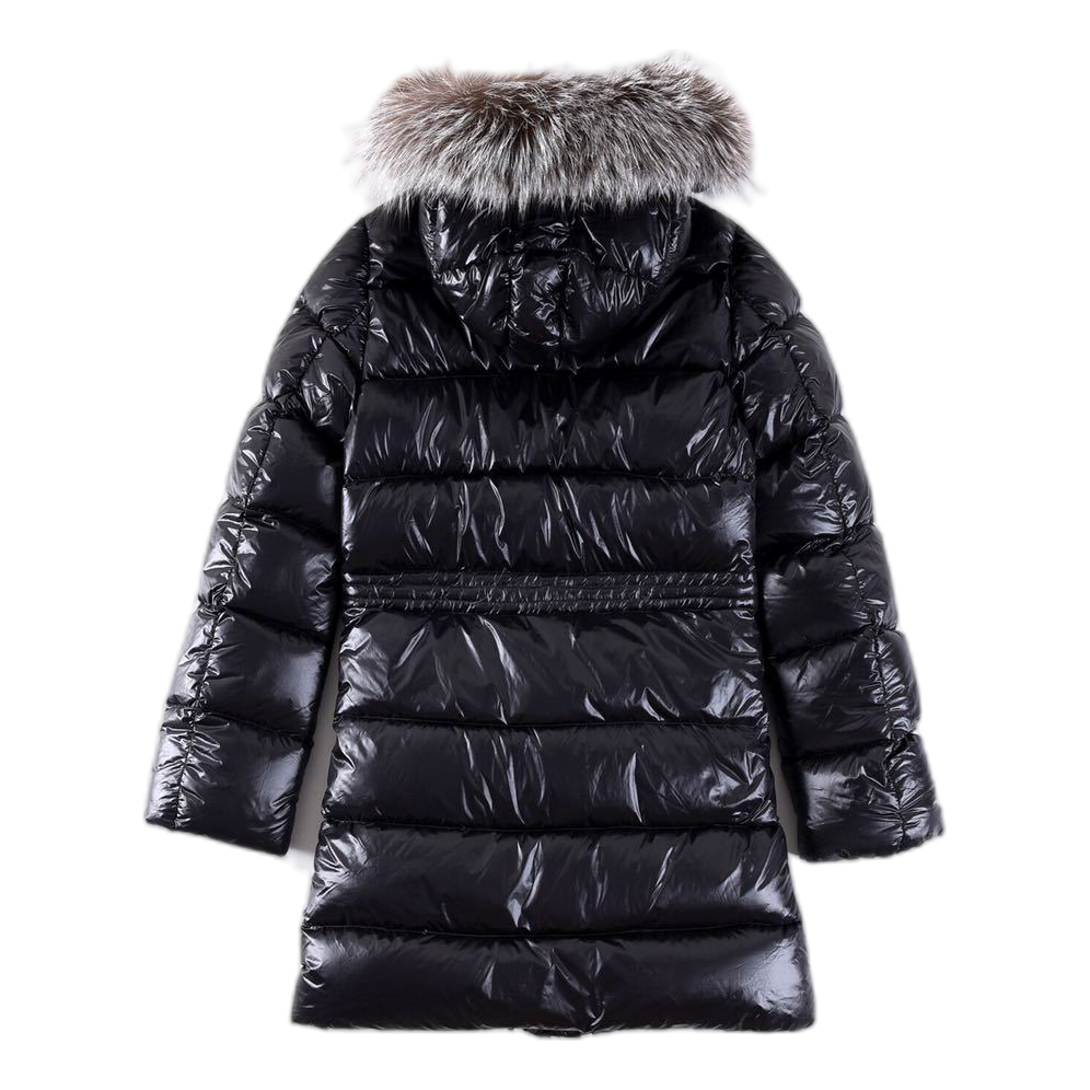Moncler Fur-Trim Drawstring-Waist Long Puffer