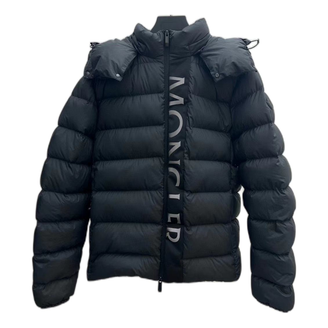 Moncler Vertical-Logo Snap-Front Puffer – Black