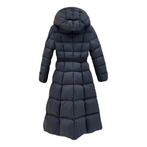 Moncler Drawstring-Hood Fitted Long Puffer Coat – Black