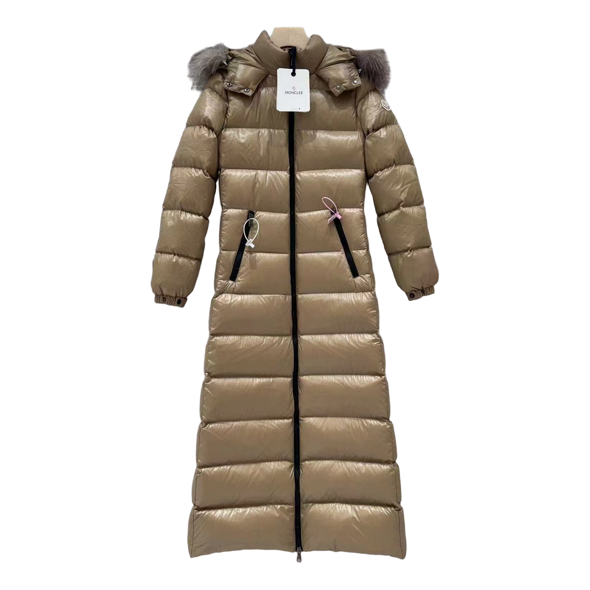Moncler Hudson Fur-Trim Long Puffer Coat