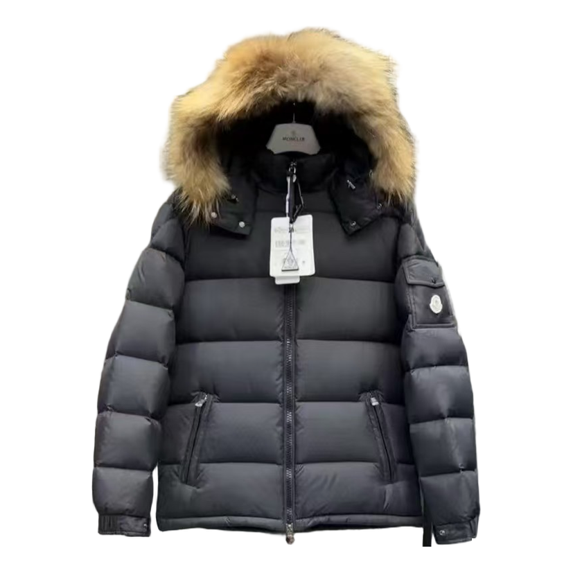 Moncler Fur-Trim Hooded Puffer – Black