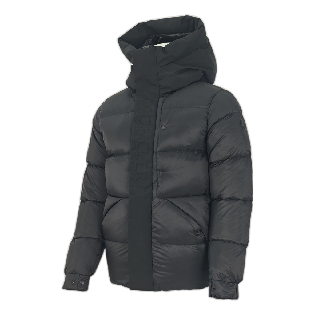Moncler Tonal-Logo High-Collar Puffer – Black