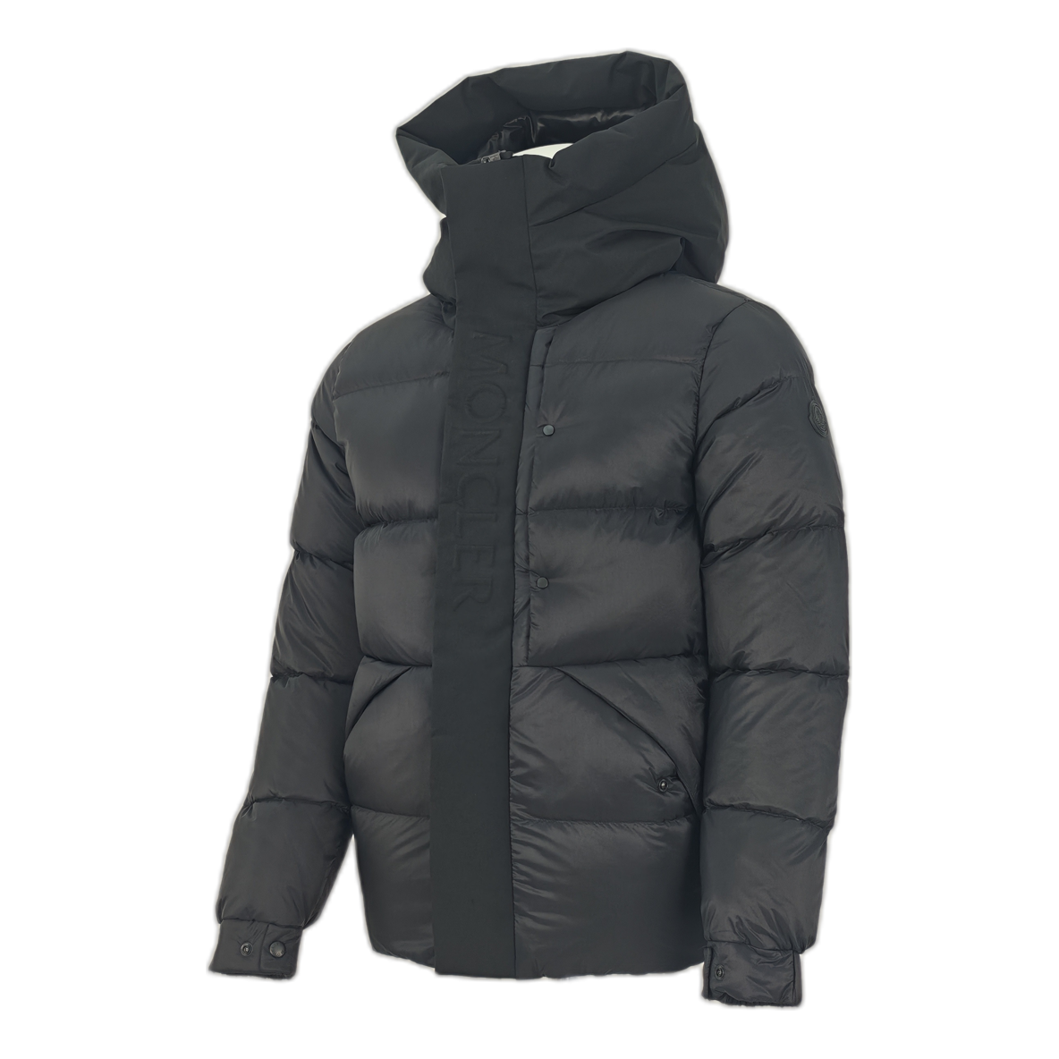 Moncler Tonal-Logo High-Collar Puffer – Black