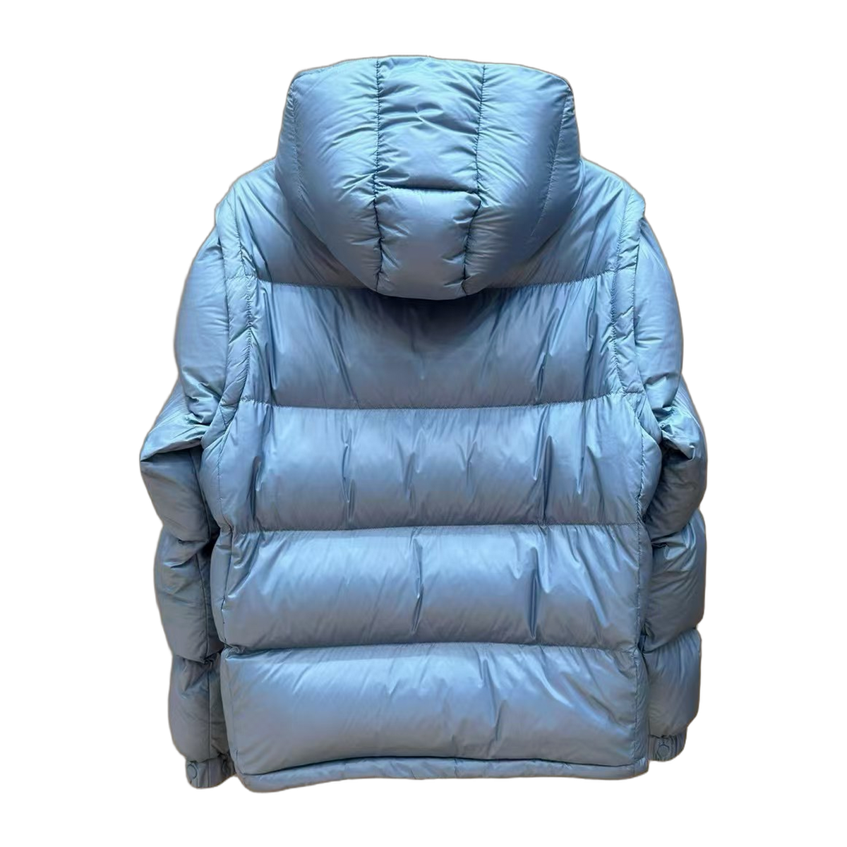 Moncler Orange-Badge Hooded Puffer – Ice Blue