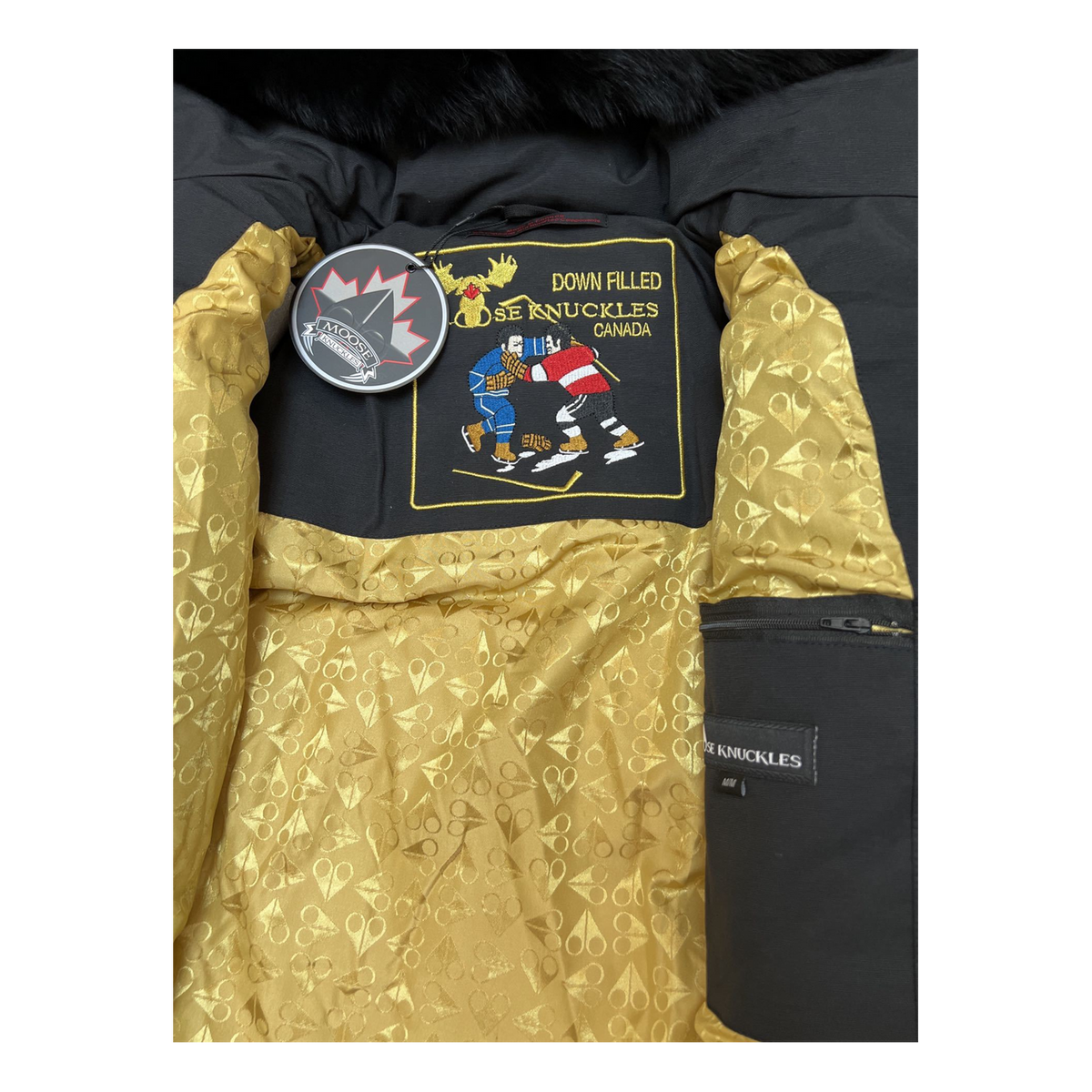 Moose Knuckles Gold 3Q Fur-Trim Puffer – Black