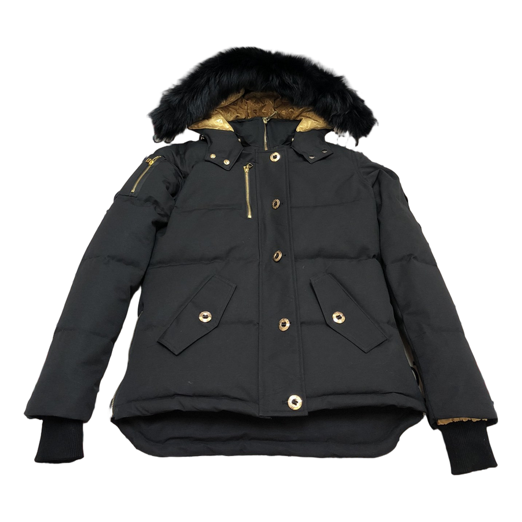 Moose Knuckles Gold 3Q Fur-Trim Hooded Puffer – Black