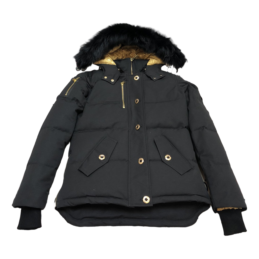 Moose Knuckles Gold 3Q Fur-Trim Hooded Puffer – Black