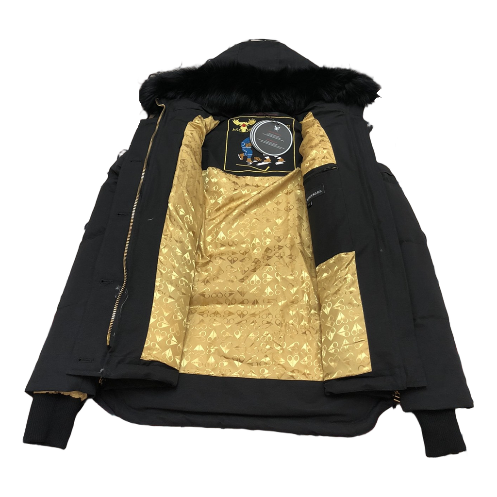 Moose Knuckles Gold 3Q Fur-Trim Hooded Puffer – Black