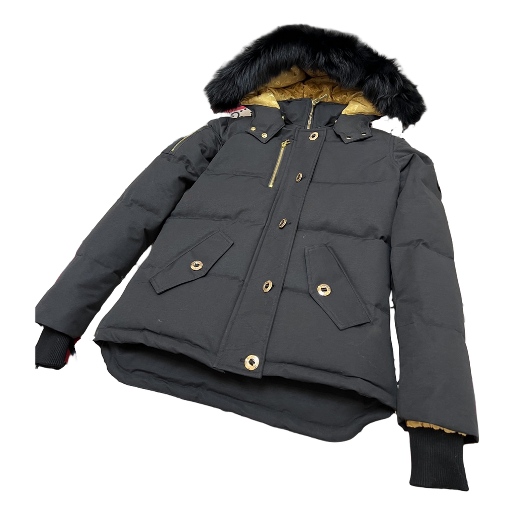 Moose Knuckles Gold 3Q Fur-Trim Hooded Puffer – Black