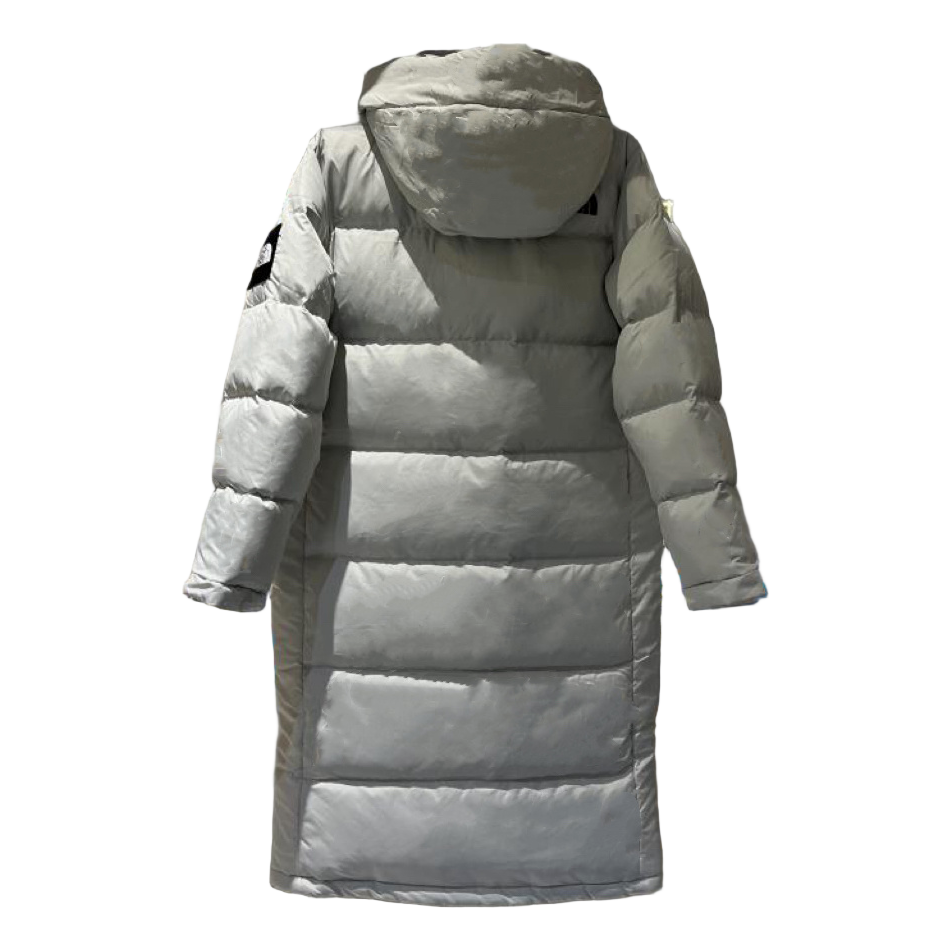 The North Face Color-Block Hooded Long Puffer Coat – Grey