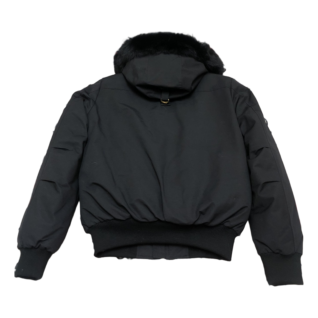 Moose Knuckles Gold Ballistic Fur-Trim Bomber – Black