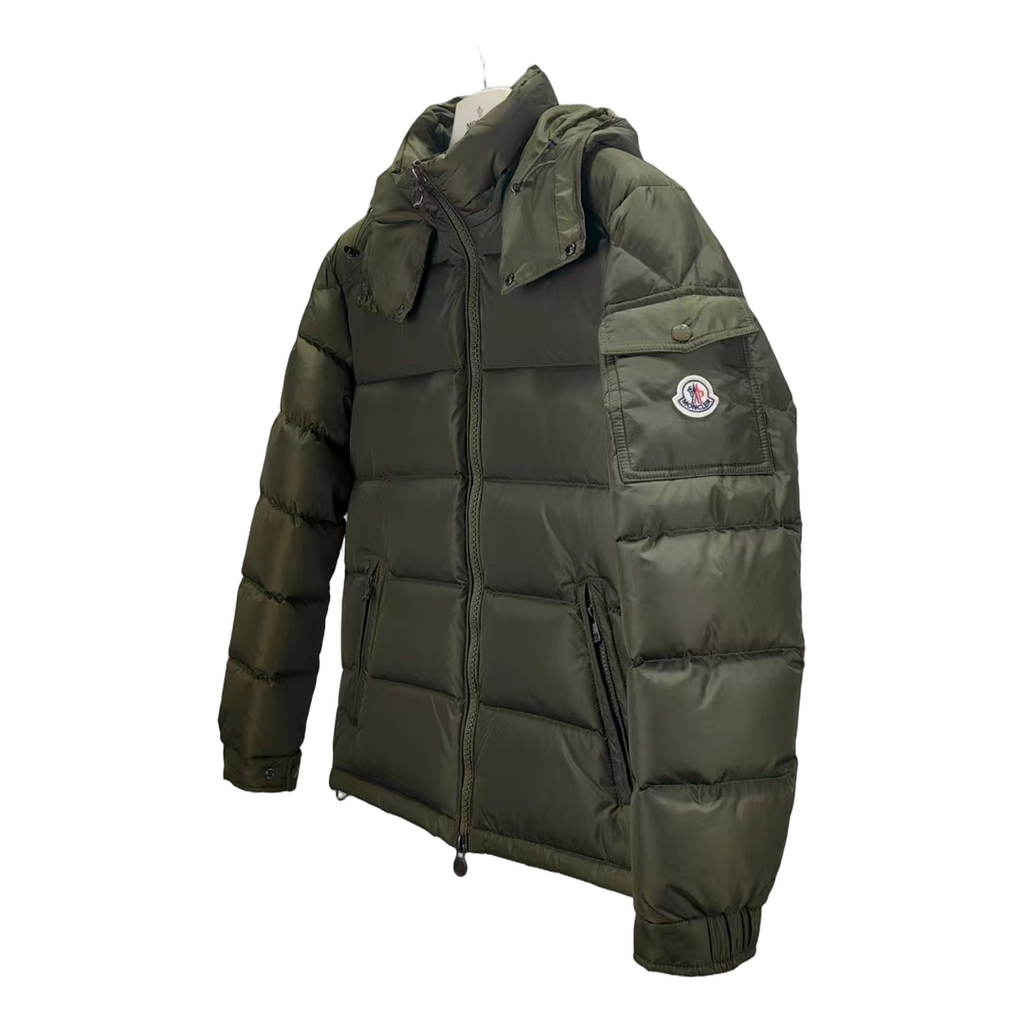 Moncler Maya Matte Hooded Puffer – Olive Green