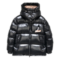 Moncler Mountain-Badge Glossy Short Puffer – Black