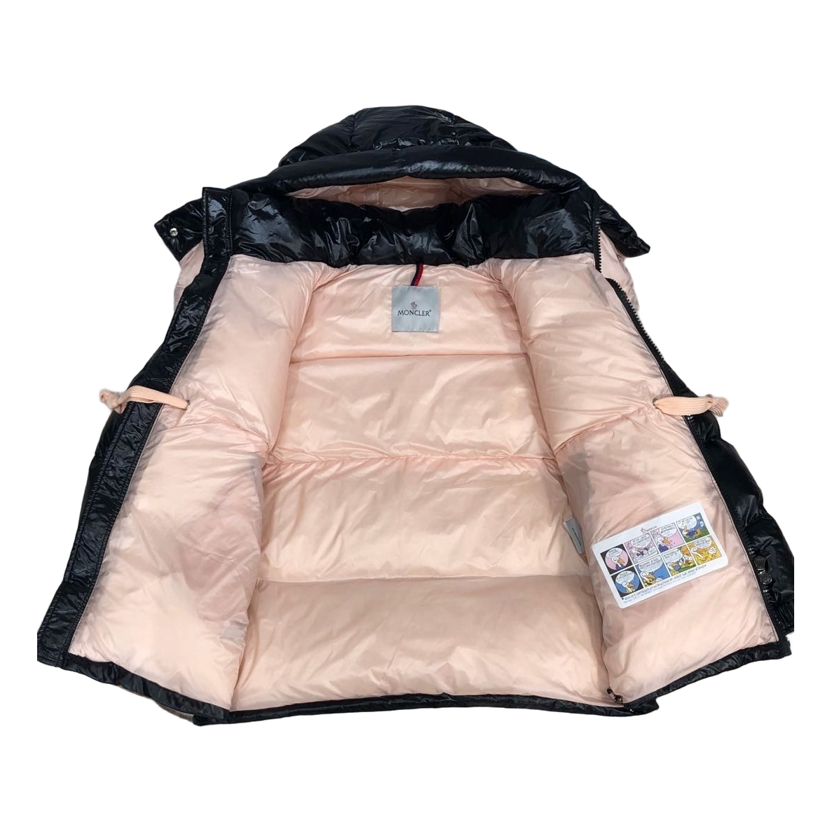 Moncler Mountain-Badge Glossy Short Puffer – Black