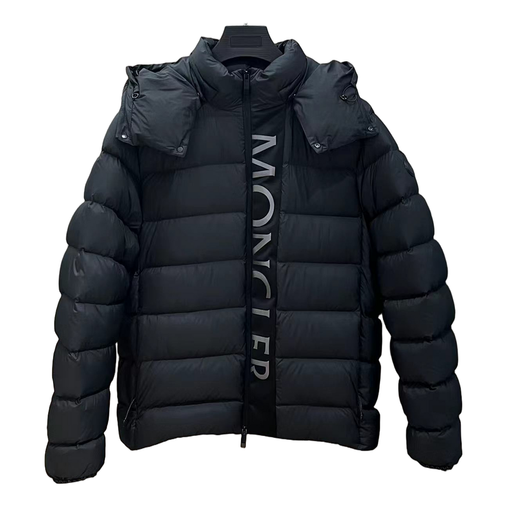 Moncler Vertical-Logo Hooded Puffer – Black