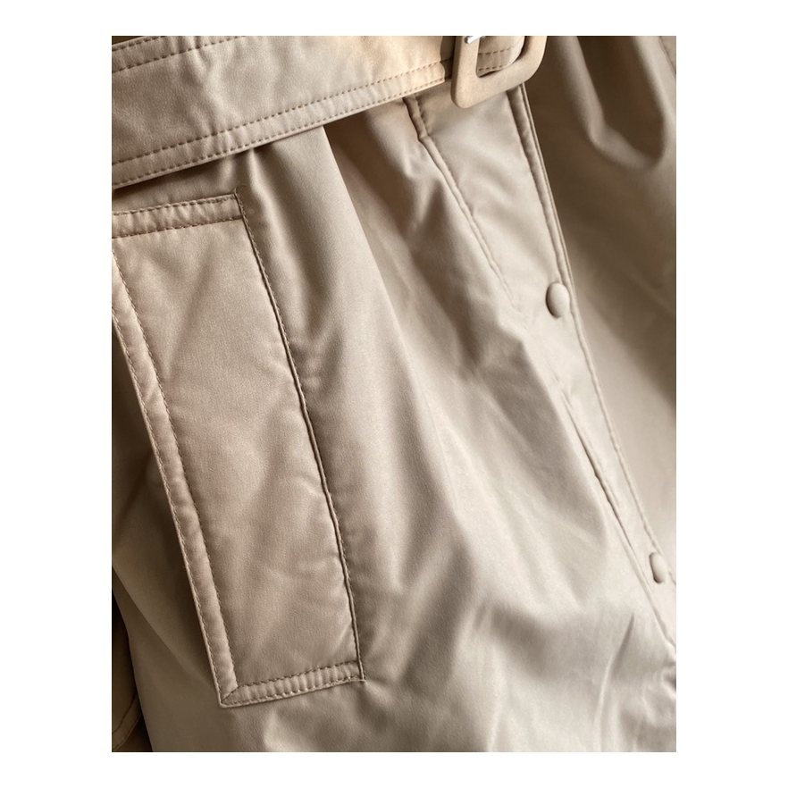 Prada Belted Fur-Trim Hooded Coat – Blush Beige